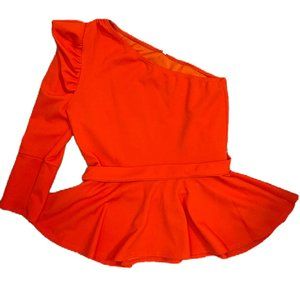 Ladies One Shoulder Peplum Blouse (Large)